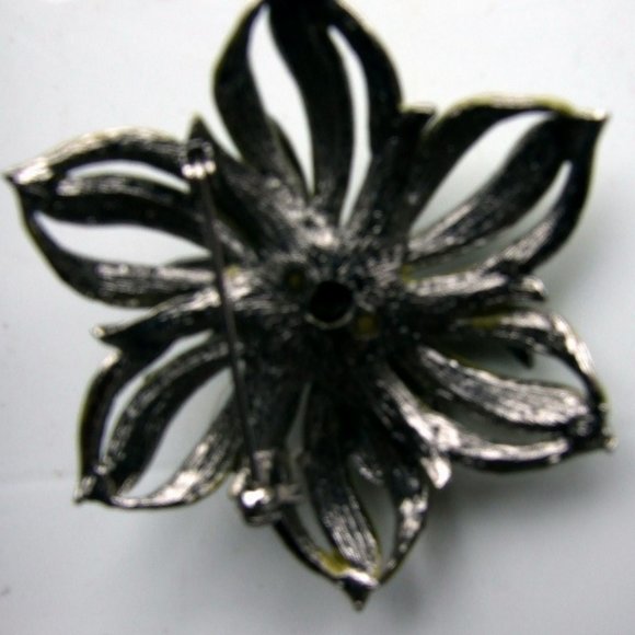 VTG Brooch Enameled Rhinestone Large Lime Green - Picture 3 of 3